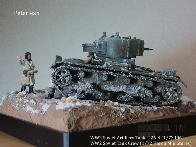 WW2 Soviet Artillery Tank T-26-4 and Tank Crew (1/72)