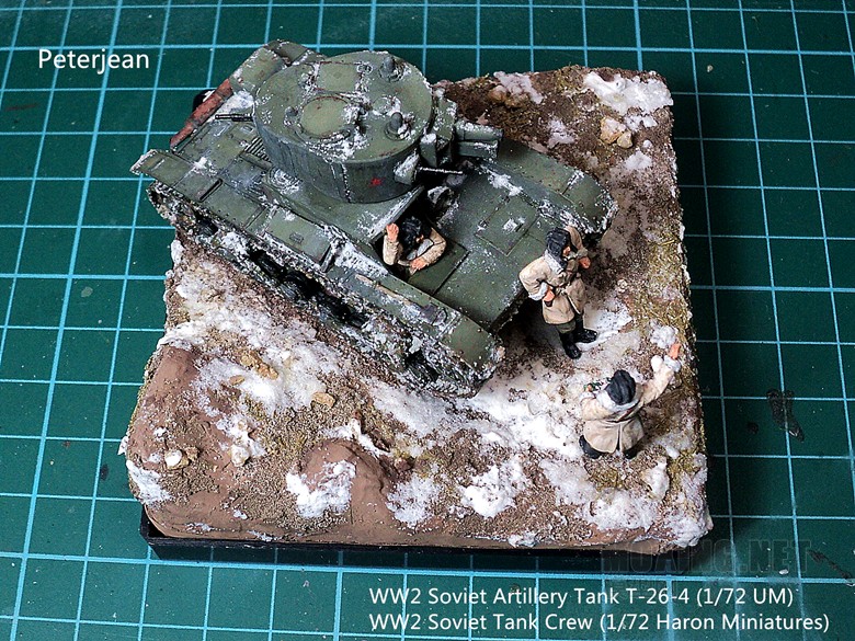 WW2 Soviet Artillery Tank T-26-4 and Tank Crew (1/72 UM)