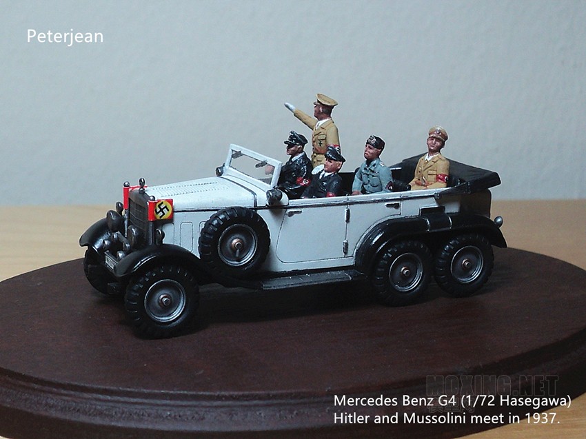 Mercedes Benz G4 and Hitler  Mussolini  Goebbels (1/72 Hasegawa)