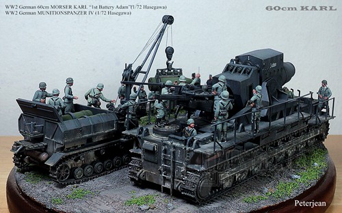 WW2 German 60cm MORSER KARL , MUNITIONSPANZER IV , Kfz.2 , Kubelwagen (1/72)