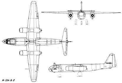 德国ar234 blitze"闪电"喷气式轰炸机(世界上第一种喷气式轰炸机)